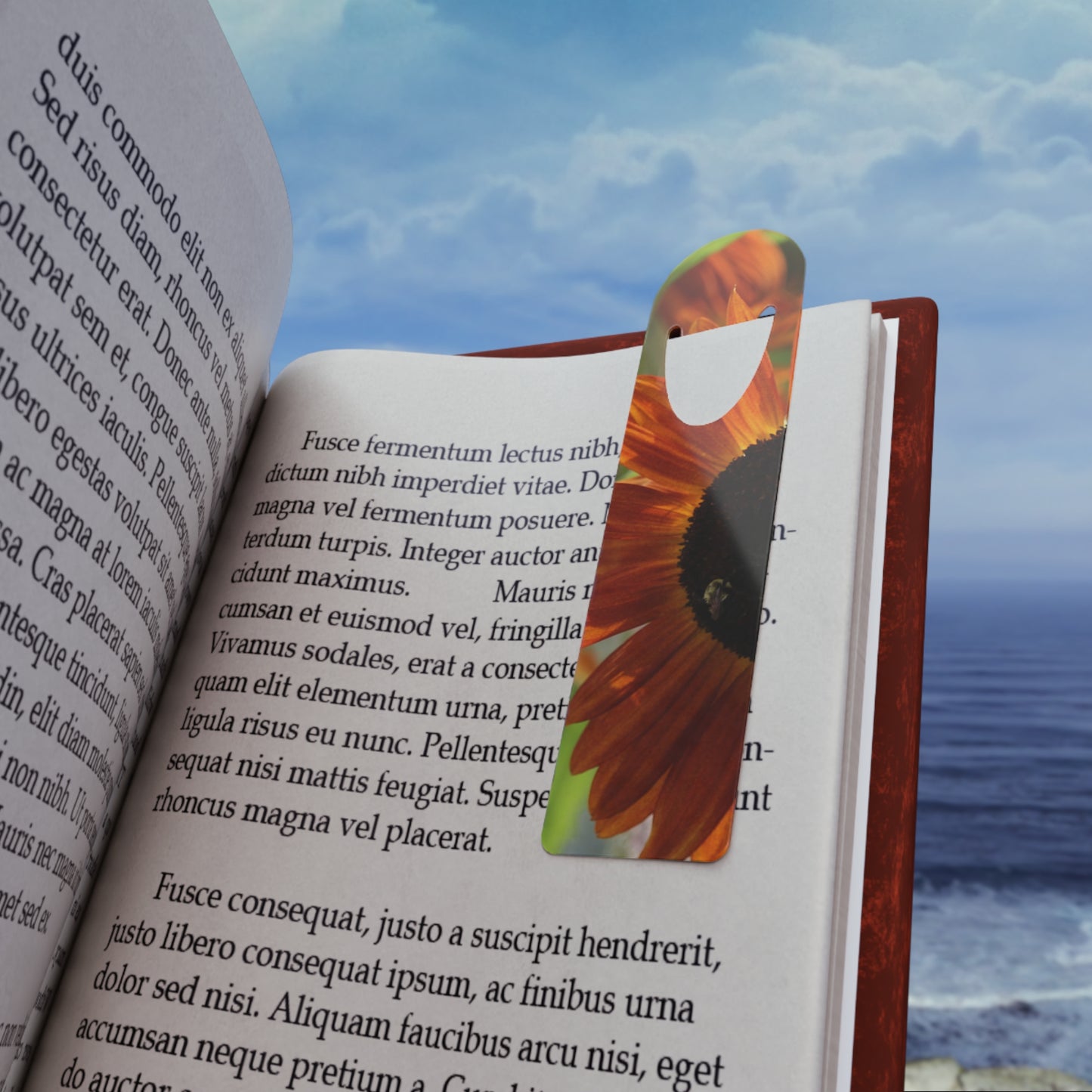 Orange Sunflower Aluminum Bookmark, Reading Accessory, Book Lover Gift