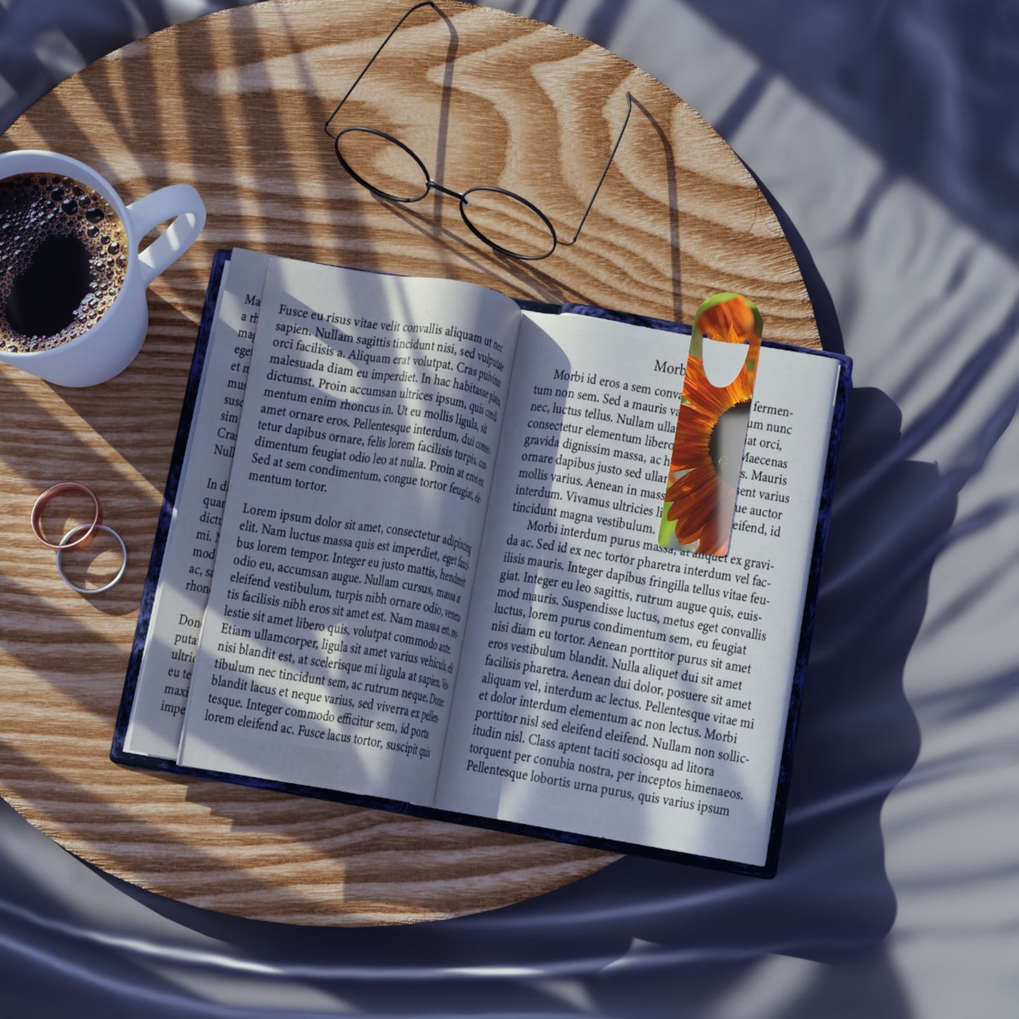 Orange Sunflower Aluminum Bookmark