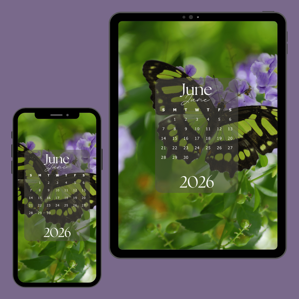 Butterfly Planner | 2-Year Monthly Calendar Cellphone & Tablet Wallpapers — Digital Download