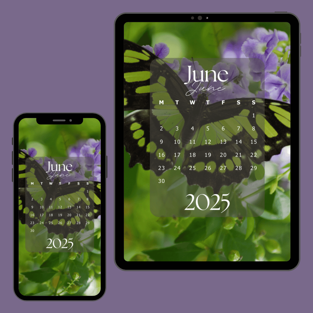 Butterfly Moments | 2-Year Monthly Calendar Cellphone & Tablet Wallpapers — Digital Download