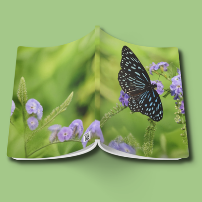 Dark Blue Tiger Butterfly Softcover Journal – Nature Photography Notebook for Travel & Daily Writing